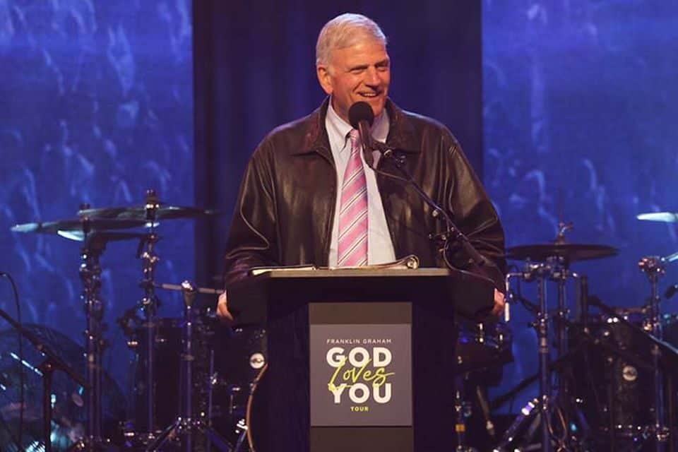 Earlier this year, Franklin Graham preached during the God Loves You Tour U.K., a free evangelistic outreach to share the love of Jesus Christ. The tour was postponed for two years due to a legal battle involving religious freedom.