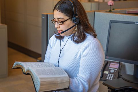 Prayer Line Workers at the Call Center on February 22, 2022.