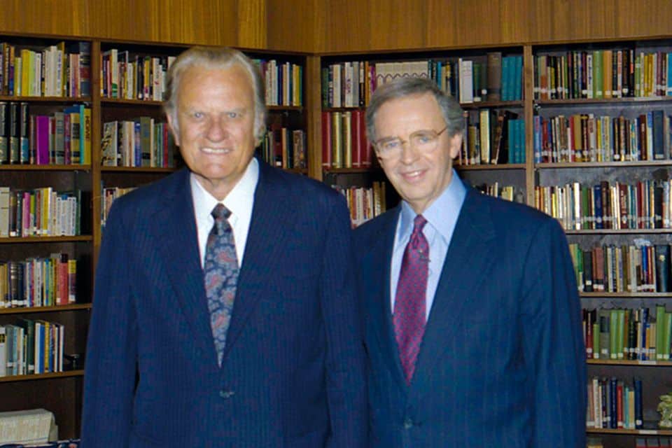 Billy Graham meets with Charles Stanley in 1994.