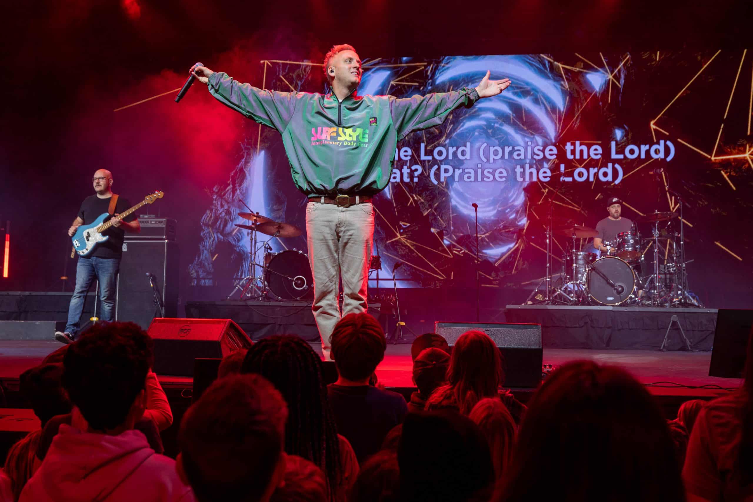 Canadian band The Color led children in worship during KidzFest, which also included a special video Gospel presentation, games, and face painting.